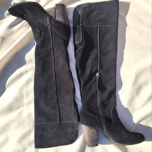 Dolce Vita Over The Knee Black Suede Leather Heeled Boots Size 9.5